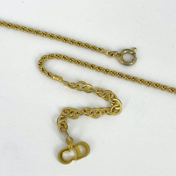 Christian Dior Logo Necklace CD GP Gold - Picture 3 of 4